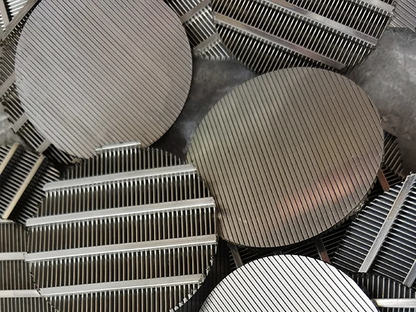 A stack of circular wedge wire screen panels